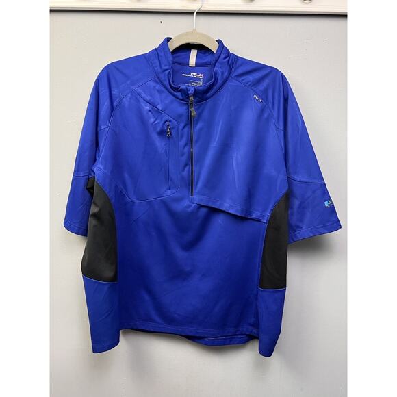 RLX Ralph Lauren Pullover jacket Mens Large Blue vented Embroidered 1/4 zip Golf - Picture 1 of 9